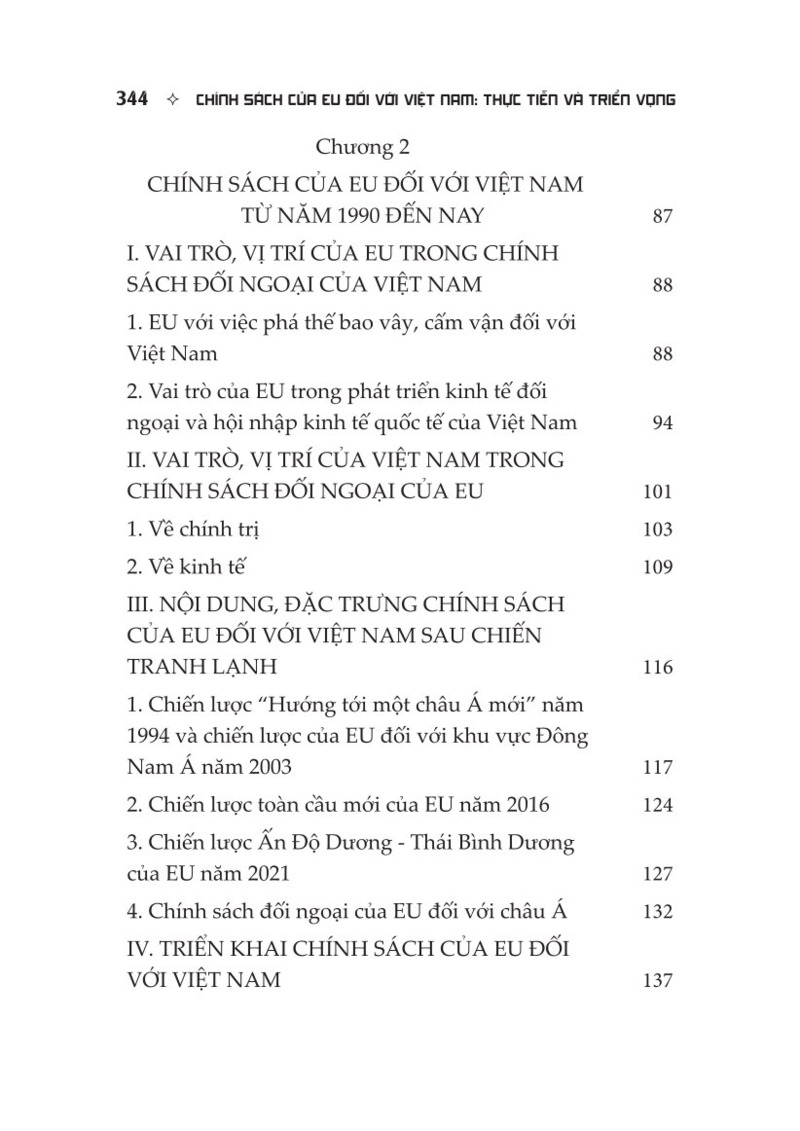 Chính  sách của EU đối với Việt Nam: Thực tiễn và triển vọng (Sách chuyên khảo)