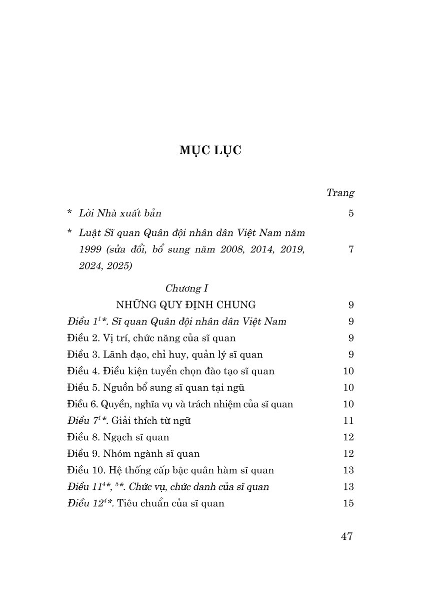 Luật Sĩ quan quân đội nhân dân Việt Nam năm 1999 (sửa  đổi, bổ sung năm 2008, 2014, 2019, 2024, 2025)