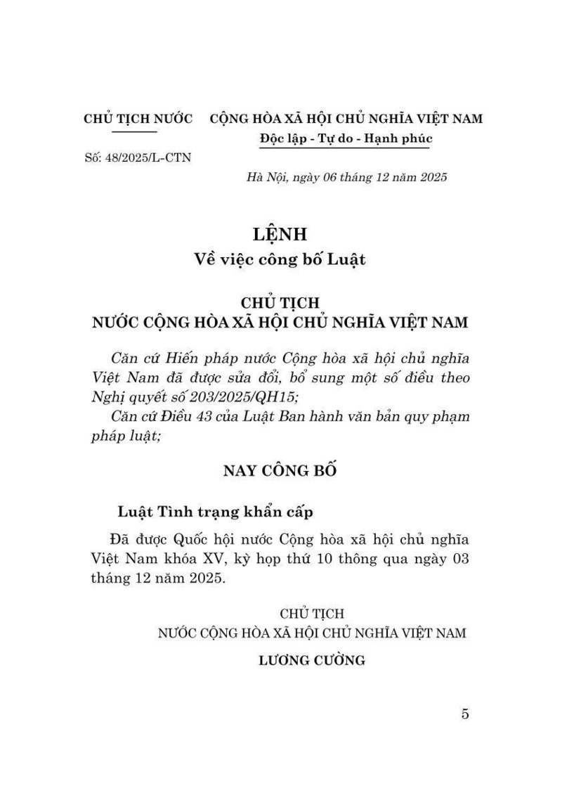 Luật Tình trạng khẩn cấp năm 2025