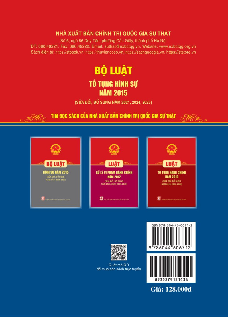 Bộ luật Tố tụng hình sự năm 2015 (Sửa đổi, bổ sung năm 2021, 2024, 2025)