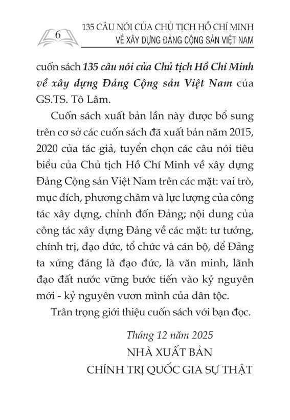 135 câu nói của Chủ tịch Hồ Chí Minh về xây dựng Đảng Cộng sản Việt Nam (Xuất bản lần thứ ba, có bổ sung)