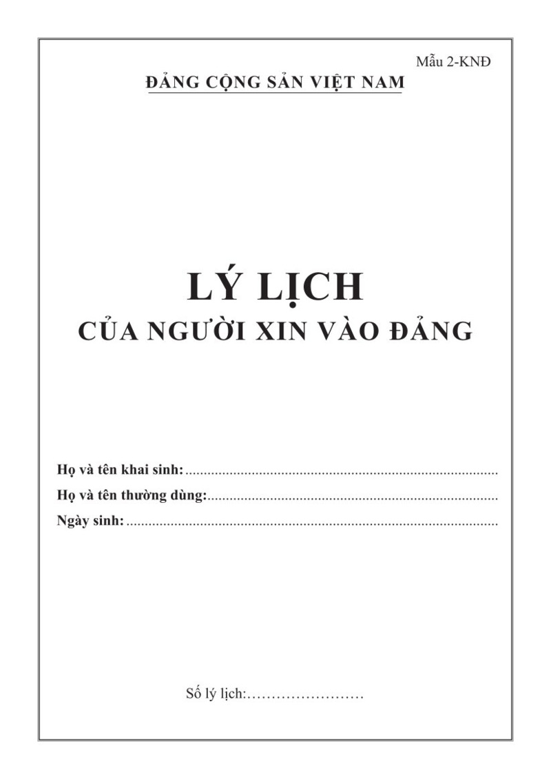  Lý lịch của người xin vào Đảng