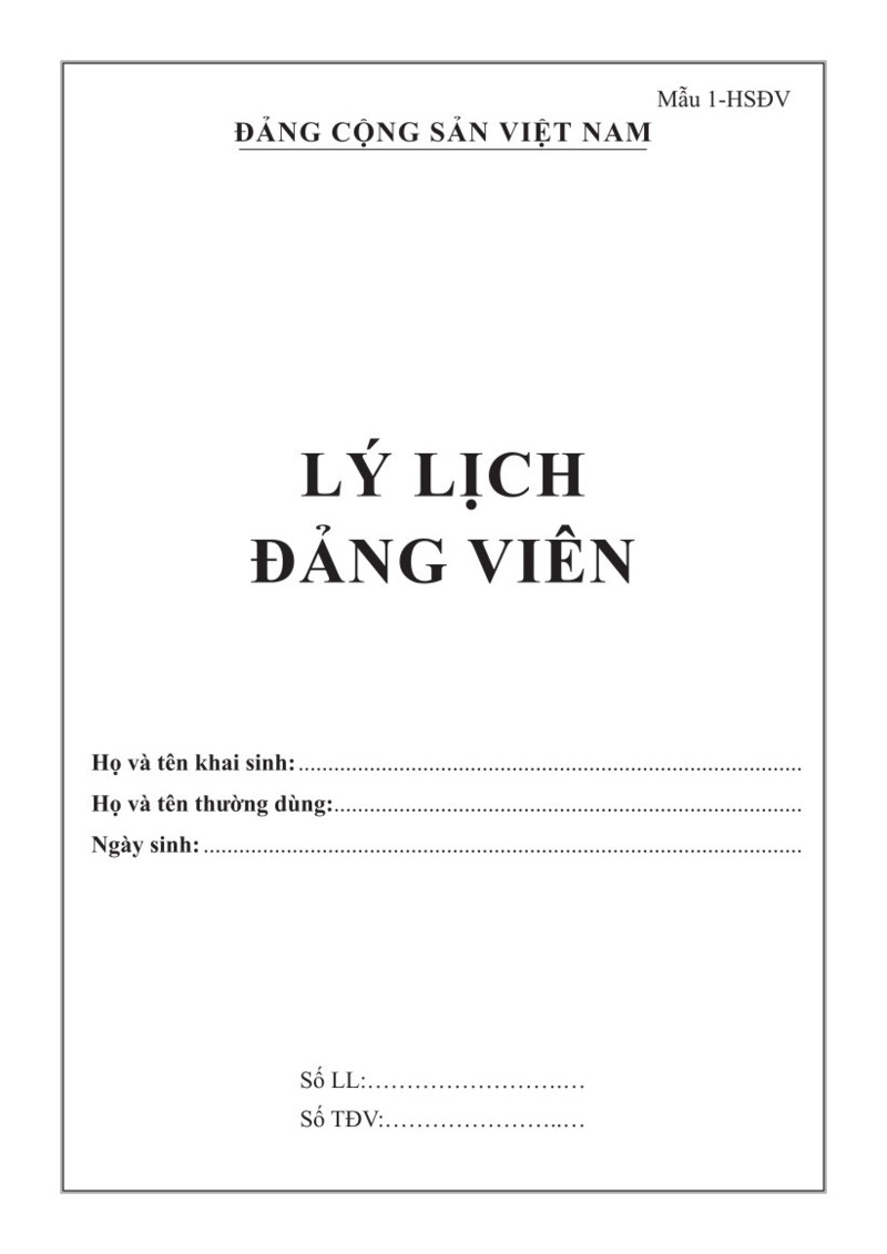 Lý Lịch Đảng Viên